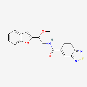 molecular formula C18H15N3O3S B2443980 N-[2-(1-benzofuran-2-yl)-2-methoxyethyl]-2,1,3-benzothiadiazole-5-carboxamide CAS No. 2034205-67-7