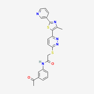 molecular formula C23H19N5O2S2 B2443997 N-(3-acetylphenyl)-2-((6-(4-methyl-2-(pyridin-3-yl)thiazol-5-yl)pyridazin-3-yl)thio)acetamide CAS No. 954663-23-1