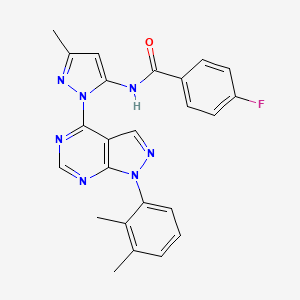 molecular formula C24H20FN7O B2444006 N-(1-(1-(2,3-dimethylphenyl)-1H-pyrazolo[3,4-d]pyrimidin-4-yl)-3-methyl-1H-pyrazol-5-yl)-4-fluorobenzamide CAS No. 1005974-39-9