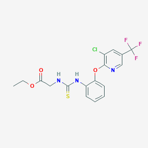 molecular formula C17H15ClF3N3O3S B2444022 Ethyl 2-{[(2-{[3-chloro-5-(trifluoromethyl)-2-pyridinyl]oxy}anilino)carbothioyl]amino}acetate CAS No. 477873-14-6