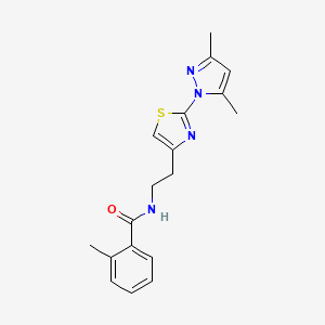molecular formula C18H20N4OS B2444025 N-(2-(2-(3,5-dimethyl-1H-pyrazol-1-yl)thiazol-4-yl)ethyl)-2-methylbenzamide CAS No. 1421481-32-4