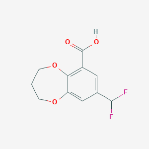 molecular formula C11H10F2O4 B2444044 8-(Difluoromethyl)-3,4-dihydro-2H-1,5-benzodioxepine-6-carboxylic acid CAS No. 2248324-89-0