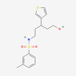 molecular formula C16H21NO3S2 B2444046 N-(5-hydroxy-3-(thiophen-3-yl)pentyl)-3-methylbenzenesulfonamide CAS No. 2034482-16-9