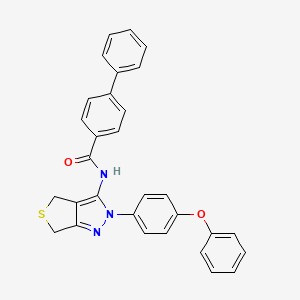 molecular formula C30H23N3O2S B2444068 N-(2-(4-phenoxyphenyl)-4,6-dihydro-2H-thieno[3,4-c]pyrazol-3-yl)-[1,1'-biphenyl]-4-carboxamide CAS No. 396722-62-6