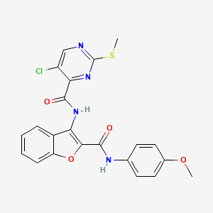 molecular formula C22H17ClN4O4S B2444101 5-chloro-N-{2-[(4-methoxyphenyl)carbamoyl]-1-benzofuran-3-yl}-2-(methylsulfanyl)pyrimidine-4-carboxamide CAS No. 879936-48-8