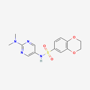molecular formula C14H16N4O4S B2444111 N-[2-(dimethylamino)pyrimidin-5-yl]-2,3-dihydro-1,4-benzodioxine-6-sulfonamide CAS No. 1396633-72-9