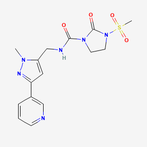 molecular formula C15H18N6O4S B2444123 N-((1-methyl-3-(pyridin-3-yl)-1H-pyrazol-5-yl)methyl)-3-(methylsulfonyl)-2-oxoimidazolidine-1-carboxamide CAS No. 2034376-51-5