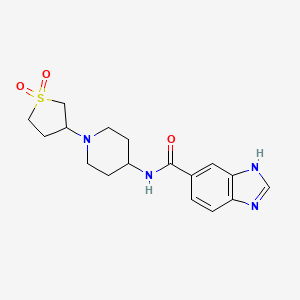 molecular formula C17H22N4O3S B2444180 N-(1-(1,1-dioxidotetrahydrothiophen-3-yl)piperidin-4-yl)-1H-benzo[d]imidazole-5-carboxamide CAS No. 2034232-59-0