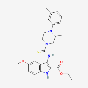 molecular formula C25H30N4O3S B2444186 ETHYL 5-METHOXY-3-{[3-METHYL-4-(3-METHYLPHENYL)PIPERAZINE-1-CARBOTHIOYL]AMINO}-1H-INDOLE-2-CARBOXYLATE CAS No. 866845-66-1