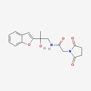 molecular formula C17H18N2O5 B2444213 N-[2-(1-benzofuran-2-yl)-2-hydroxypropyl]-2-(2,5-dioxopyrrolidin-1-yl)acetamide CAS No. 2034440-38-3