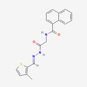 molecular formula C19H17N3O2S B2444245 (E)-N-(2-(2-((3-methylthiophen-2-yl)methylene)hydrazinyl)-2-oxoethyl)-1-naphthamide CAS No. 391893-57-5