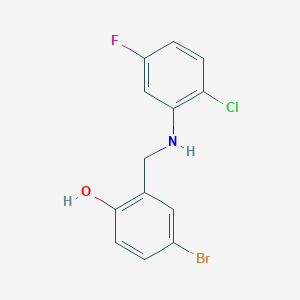 molecular formula C13H10BrClFNO B2444292 4-Bromo-2-{[(2-chloro-5-fluorophenyl)amino]methyl}phenol CAS No. 1232776-49-6