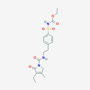molecular formula C19H25N3O6S B024443 Ethyl (4-(2-(3-ethyl-4-methyl-2-oxo-2,5-dihydro-1H-pyrrole-1-carboxamido)ethyl)phenyl)sulfonylcarbamate CAS No. 318515-70-7