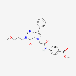 molecular formula C26H26N4O5 B2444308 methyl 4-({[3-(3-methoxypropyl)-4-oxo-7-phenyl-3,4-dihydro-5H-pyrrolo[3,2-d]pyrimidin-5-yl]acetyl}amino)benzoate CAS No. 1251579-50-6