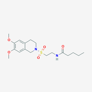 molecular formula C18H28N2O5S B2444317 N-(2-((6,7-dimethoxy-3,4-dihydroisoquinolin-2(1H)-yl)sulfonyl)ethyl)pentanamide CAS No. 921926-51-4
