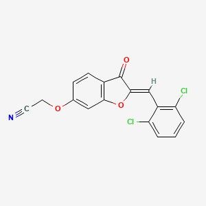 molecular formula C17H9Cl2NO3 B2444342 (Z)-2-((2-(2,6-dichlorobenzylidene)-3-oxo-2,3-dihydrobenzofuran-6-yl)oxy)acetonitrile CAS No. 848868-06-4