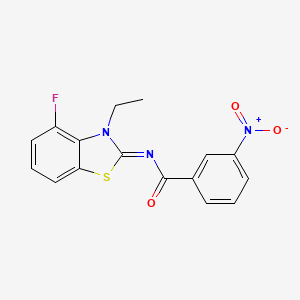 molecular formula C16H12FN3O3S B2444357 N-[(2Z)-3-ethyl-4-fluoro-2,3-dihydro-1,3-benzothiazol-2-ylidene]-3-nitrobenzamide CAS No. 868371-10-2