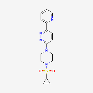 molecular formula C16H19N5O2S B2444382 3-(4-(Cyclopropylsulfonyl)piperazin-1-yl)-6-(pyridin-2-yl)pyridazine CAS No. 1351607-88-9
