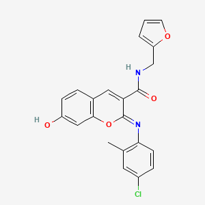 (2Z)-2-[(4-chloro-2-methylphenyl)imino]-N-(furan-2-ylmethyl)-7-hydroxy-2H-chromene-3-carboxamide
