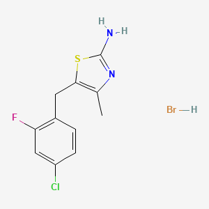 5-[(4-Chloro-2-fluorophenyl)methyl]-4-methyl-1,3-thiazol-2-amine hydrobromide