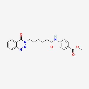 molecular formula C21H22N4O4 B2444408 methyl 4-[6-(4-oxo-3,4-dihydro-1,2,3-benzotriazin-3-yl)hexanamido]benzoate CAS No. 880811-33-6