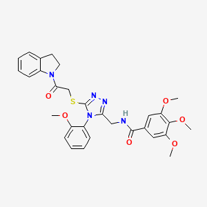 molecular formula C30H31N5O6S B2444423 N-[(5-{[2-(2,3-dihydro-1H-indol-1-yl)-2-oxoethyl]sulfanyl}-4-(2-methoxyphenyl)-4H-1,2,4-triazol-3-yl)methyl]-3,4,5-trimethoxybenzamide CAS No. 310427-21-5