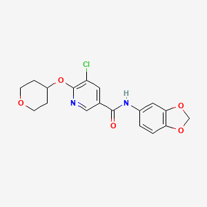 molecular formula C18H17ClN2O5 B2444455 N-(2H-1,3-benzodioxol-5-yl)-5-chloro-6-(oxan-4-yloxy)pyridine-3-carboxamide CAS No. 1903338-38-4