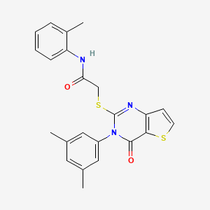 molecular formula C23H21N3O2S2 B2444459 2-{[3-(3,5-dimethylphenyl)-4-oxo-3,4-dihydrothieno[3,2-d]pyrimidin-2-yl]sulfanyl}-N-(2-methylphenyl)acetamide CAS No. 1261003-16-0