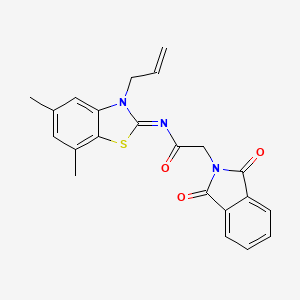 molecular formula C22H19N3O3S B2444466 N-[(2Z)-5,7-dimethyl-3-(prop-2-en-1-yl)-2,3-dihydro-1,3-benzothiazol-2-ylidene]-2-(1,3-dioxo-2,3-dihydro-1H-isoindol-2-yl)acetamide CAS No. 1322233-07-7