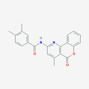 molecular formula C22H18N2O3 B2444470 3,4-dimethyl-N-{4-methyl-5-oxo-5H-chromeno[4,3-b]pyridin-2-yl}benzamide CAS No. 851411-35-3