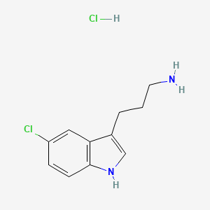 molecular formula C11H14Cl2N2 B2444475 3-(5-chloro-1H-indol-3-yl)propan-1-amine;hydrochloride CAS No. 295796-40-6