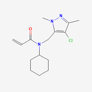 molecular formula C15H22ClN3O B2444478 N-[(4-Chloro-2,5-dimethylpyrazol-3-yl)methyl]-N-cyclohexylprop-2-enamide CAS No. 2411230-24-3