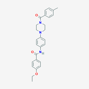 molecular formula C27H29N3O3 B244449 4-ethoxy-N-{4-[4-(4-methylbenzoyl)-1-piperazinyl]phenyl}benzamide 