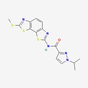 molecular formula C16H15N5OS3 B2444493 N-(2-methylsulfanyl-[1,3]thiazolo[4,5-g][1,3]benzothiazol-7-yl)-1-propan-2-ylpyrazole-3-carboxamide CAS No. 1203360-49-9