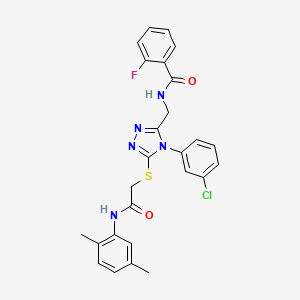 molecular formula C26H23ClFN5O2S B2444499 N-{[4-(3-chlorophenyl)-5-({[(2,5-dimethylphenyl)carbamoyl]methyl}sulfanyl)-4H-1,2,4-triazol-3-yl]methyl}-2-fluorobenzamide CAS No. 391898-34-3