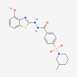 molecular formula C21H24N4O4S2 B2444507 N'-(4-methoxybenzo[d]thiazol-2-yl)-4-((3-methylpiperidin-1-yl)sulfonyl)benzohydrazide CAS No. 851978-43-3