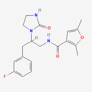 molecular formula C19H22FN3O3 B2444539 N-[3-(3-Fluorophenyl)-2-(2-oxoimidazolidin-1-YL)propyl]-2,5-dimethylfuran-3-carboxamide CAS No. 1421494-93-0