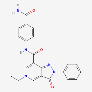molecular formula C22H19N5O3 B2444541 N-(4-carbamoylphenyl)-5-ethyl-3-oxo-2-phenyl-2H,3H,5H-pyrazolo[4,3-c]pyridine-7-carboxamide CAS No. 921577-58-4