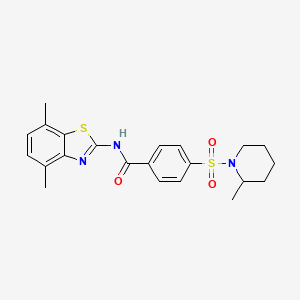 molecular formula C22H25N3O3S2 B2444548 N-(4,7-dimethyl-1,3-benzothiazol-2-yl)-4-[(2-methylpiperidin-1-yl)sulfonyl]benzamide CAS No. 905694-24-8