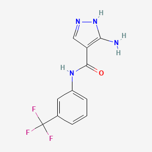 molecular formula C11H9F3N4O B2444551 5-Amino-N-(3-(trifluoromethyl)phenyl)-1H-pyrazole-4-carboxamide CAS No. 1009360-89-7