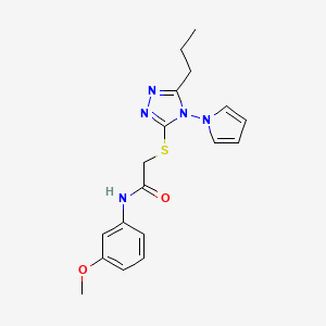 molecular formula C18H21N5O2S B2444554 N-(3-methoxyphenyl)-2-{[5-propyl-4-(1H-pyrrol-1-yl)-4H-1,2,4-triazol-3-yl]sulfanyl}acetamide CAS No. 877815-55-9