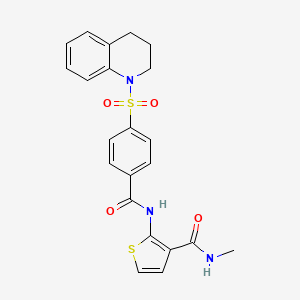 molecular formula C22H21N3O4S2 B2444604 2-(4-((3,4-dihydroquinolin-1(2H)-yl)sulfonyl)benzamido)-N-methylthiophene-3-carboxamide CAS No. 864974-66-3