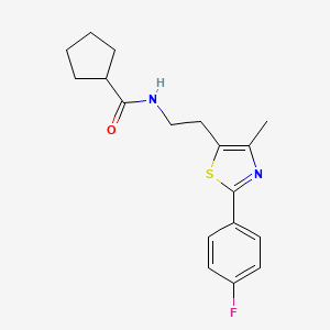 molecular formula C18H21FN2OS B2444644 N-{2-[2-(4-fluorophenyl)-4-methyl-1,3-thiazol-5-yl]ethyl}cyclopentanecarboxamide CAS No. 946228-00-8