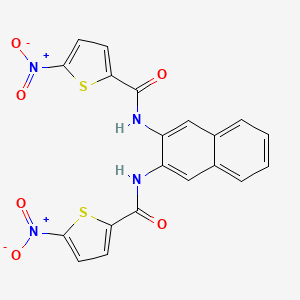 molecular formula C20H12N4O6S2 B2444652 5-NITRO-N-[3-(5-NITROTHIOPHENE-2-AMIDO)NAPHTHALEN-2-YL]THIOPHENE-2-CARBOXAMIDE CAS No. 307510-64-1