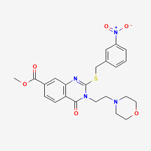 molecular formula C23H24N4O6S B2444662 Methyl 3-(2-morpholinoethyl)-2-((3-nitrobenzyl)thio)-4-oxo-3,4-dihydroquinazoline-7-carboxylate CAS No. 443350-03-6