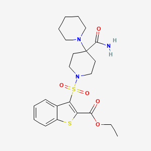 molecular formula C22H29N3O5S2 B2444663 Ethyl 3-({4'-carbamoyl-[1,4'-bipiperidin]-1'-YL}sulfonyl)-1-benzothiophene-2-carboxylate CAS No. 941892-97-3