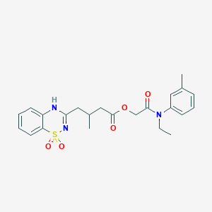 molecular formula C23H27N3O5S B2444672 2-(ethyl(m-tolyl)amino)-2-oxoethyl 4-(1,1-dioxido-2H-benzo[e][1,2,4]thiadiazin-3-yl)-3-methylbutanoate CAS No. 941900-18-1