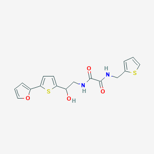 molecular formula C17H16N2O4S2 B2444675 N-{2-[5-(furan-2-yl)thiophen-2-yl]-2-hydroxyethyl}-N'-[(thiophen-2-yl)methyl]ethanediamide CAS No. 2309188-95-0