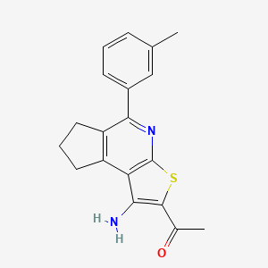 molecular formula C19H18N2OS B2444690 1-[3-Amino-8-(3-methylphenyl)-5-thia-7-azatricyclo[7.3.0.0^{2,6}]dodeca-1(9),2(6),3,7-tetraen-4-yl]ethan-1-one CAS No. 866018-04-4
