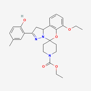 molecular formula C26H31N3O5 B2444706 Ethyl 7-ethoxy-2-(2-hydroxy-5-methylphenyl)-1,10b-dihydrospiro[benzo[e]pyrazolo[1,5-c][1,3]oxazine-5,4'-piperidine]-1'-carboxylate CAS No. 899972-58-8